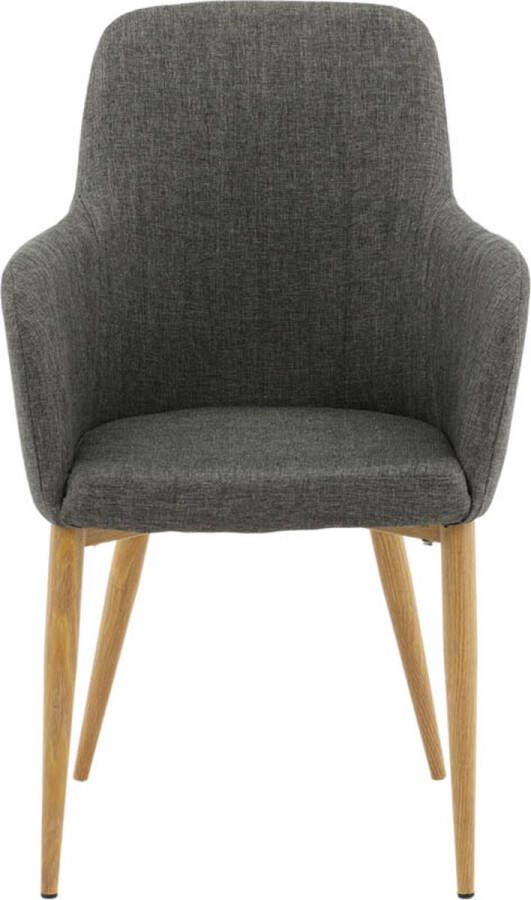 Hioshop 2 x Comfort eetkamerstoel grijs eik decor.