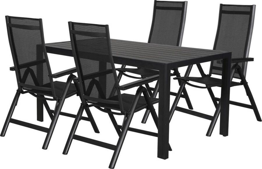 Hioshop Cult tuinmeubelset 1 tafel met 4 stoelen.