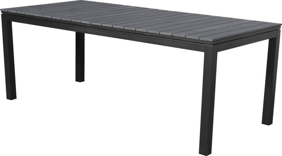 Hioshop Essy Tuintafel Incl. 2 Inlegplaten L 200-300 Cm Zwart grijs.