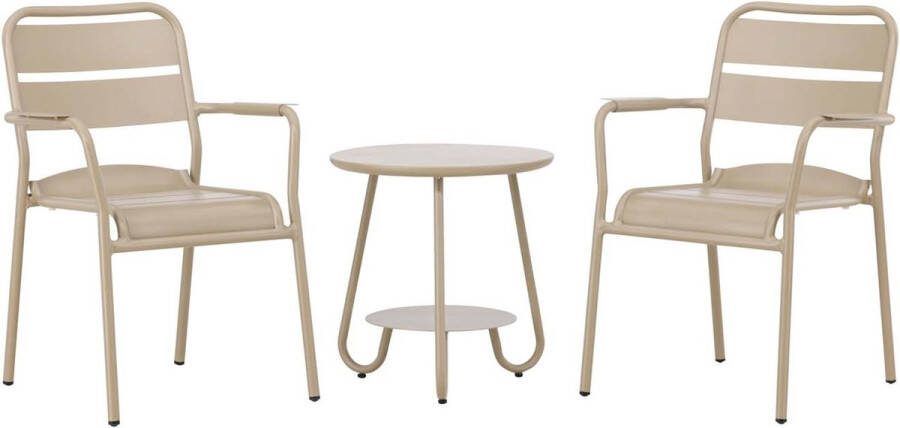 Nohr Loungeset Tandra Met 2 stoelen en tafel Beige Rond