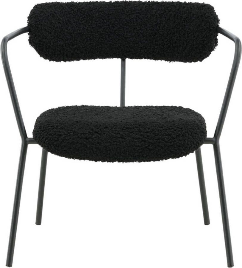 Hioshop Fluffy fauteuil teddy stof zwart.