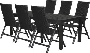Hioshop Grup tuinmeubelset 1 tafel met 6 stoelen.