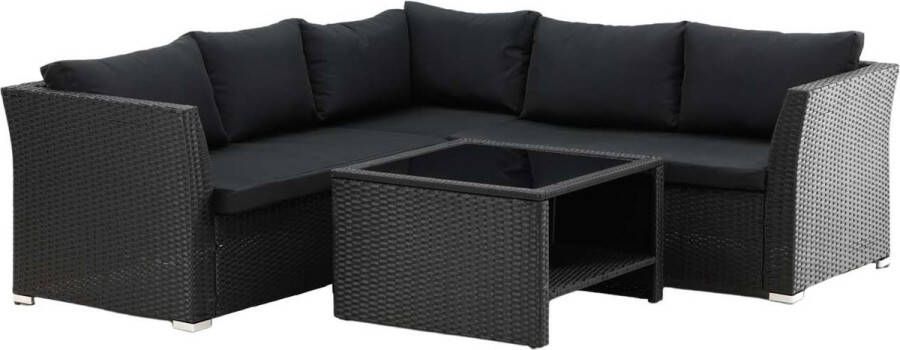 Hioshop Haiti loungeset 4 delen zwart