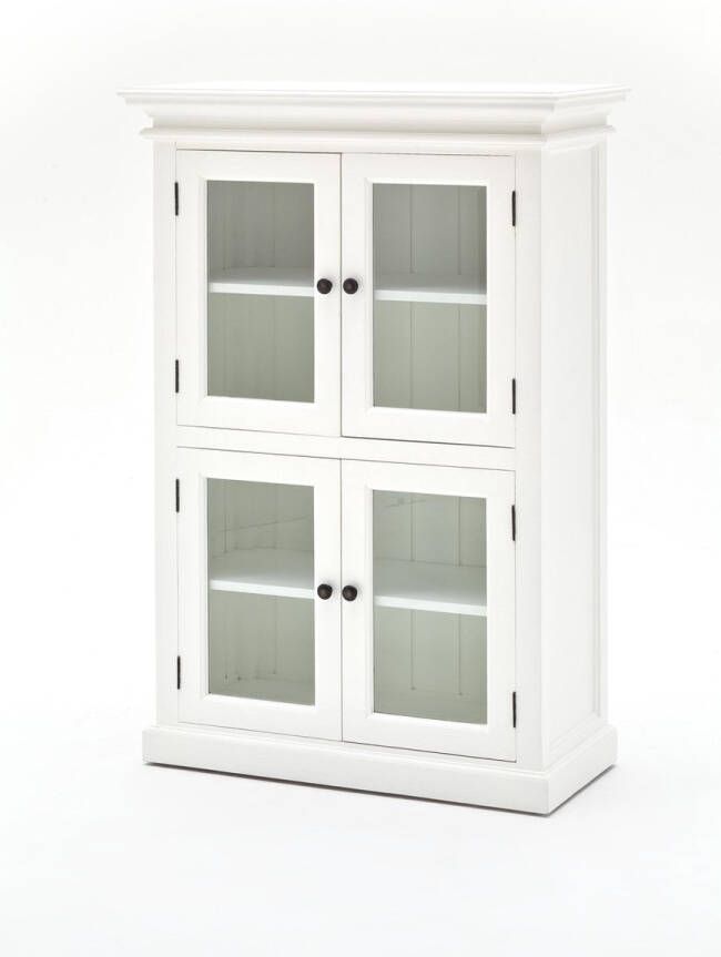 Hioshop Halifax vitrinekast met 4 glazen deuren in wit.