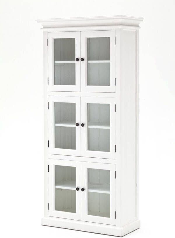 Hioshop Halifax vitrinekast met 6 glazen deuren in wit.
