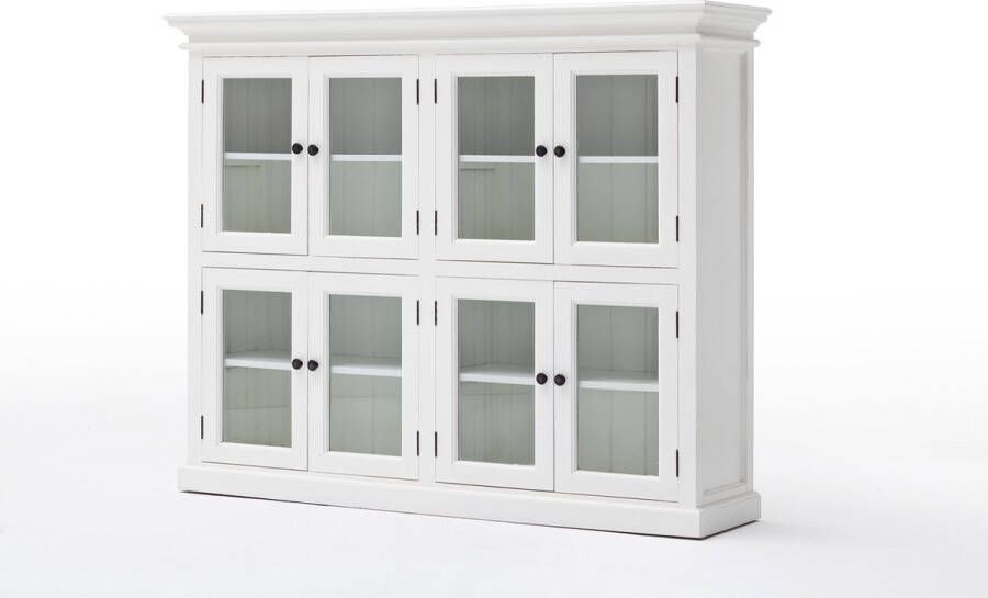 Hioshop Halifax vitrinekast met 8 glazen deuren in wit.