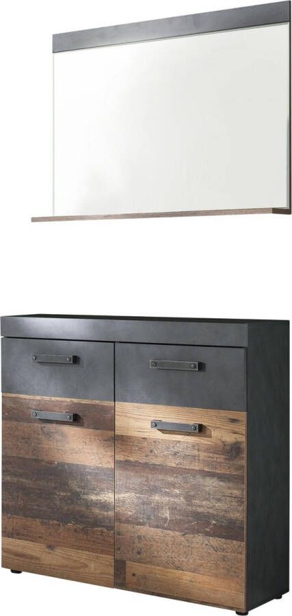 Hioshop Irwin garderobe opstelling F grijs Matera decor Old Wood decor.