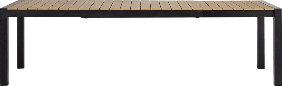 Hioshop Joan Tuintafel 205-275 X 100 Cm Met Verlenging Incl. 1 Blad Zwart En Teak Decor.