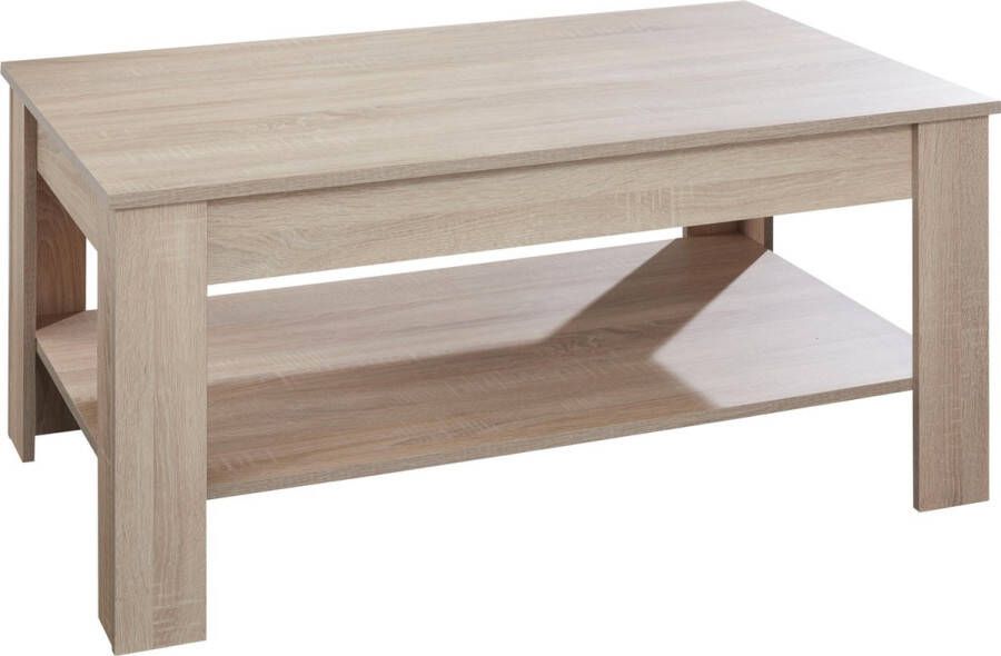 Hioshop Kamaro salontafel met 1 plank licht eiken decor.