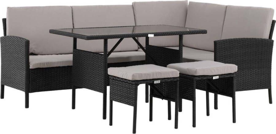 Hioshop Knock loungeset 4 delen zwart