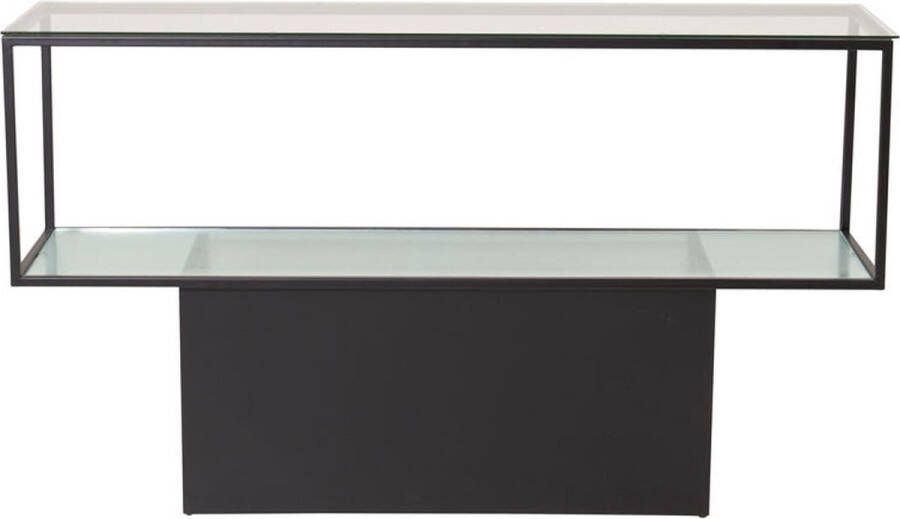Hioshop Maglehem wandkast met plank 35x130 cm glas zwart.