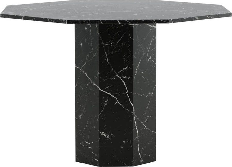 Hioshop Marbs eetkamertafel Ø110cm zwart marmer decor.
