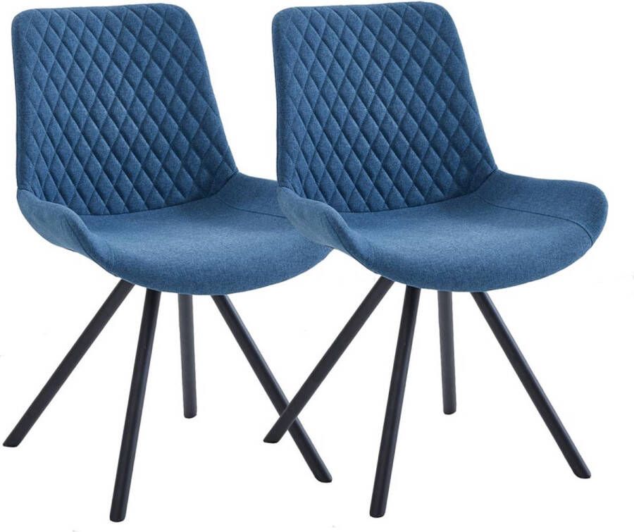 INTER-FURN Eetkamerstoel MERAN set van 2 metalen poten gestikt zitoppervlak polyester zithoogte: 46 cm (set 2 stuks)