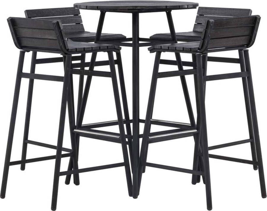 Nohr Outdoor Barset Larrisa Acaciahout Zwart Rond