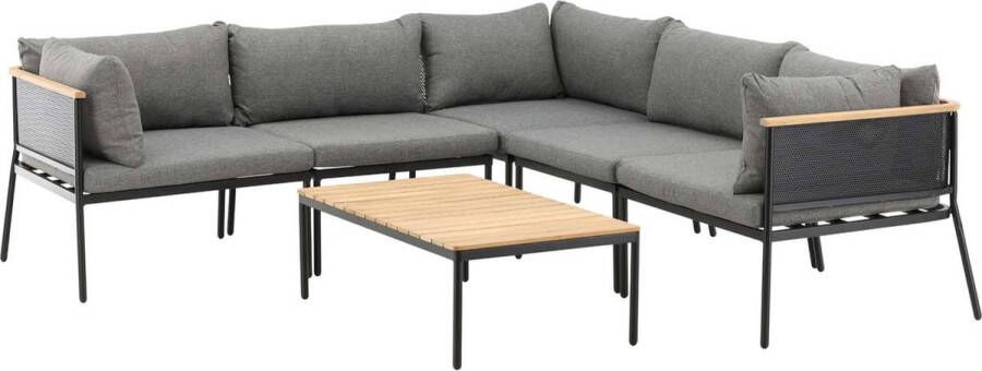 Nohr Loungeset Courtnee Met hoekbank en tafel Grijs Zwart