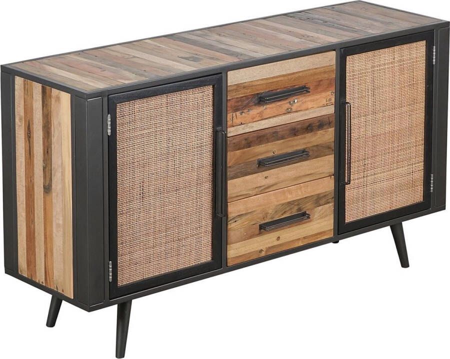 Hioshop NordicRattan dressoir met 2 deuren en 3 laden naturel.