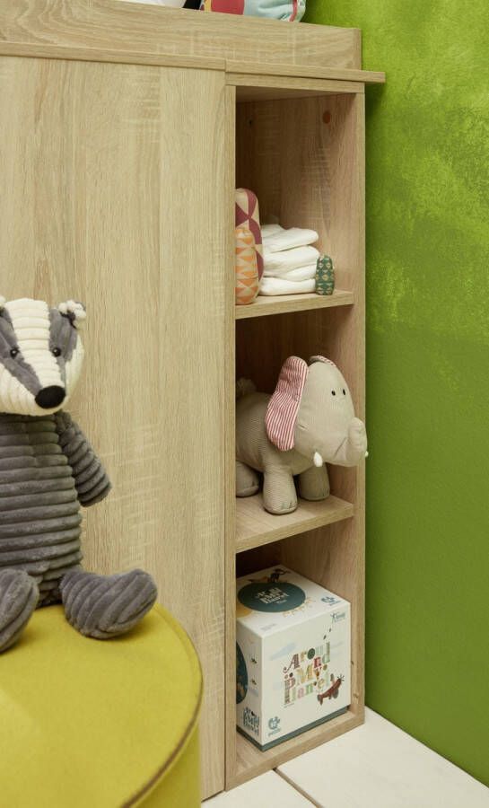 Hioshop Olja kinder wandkast 3 planken eiken decor.