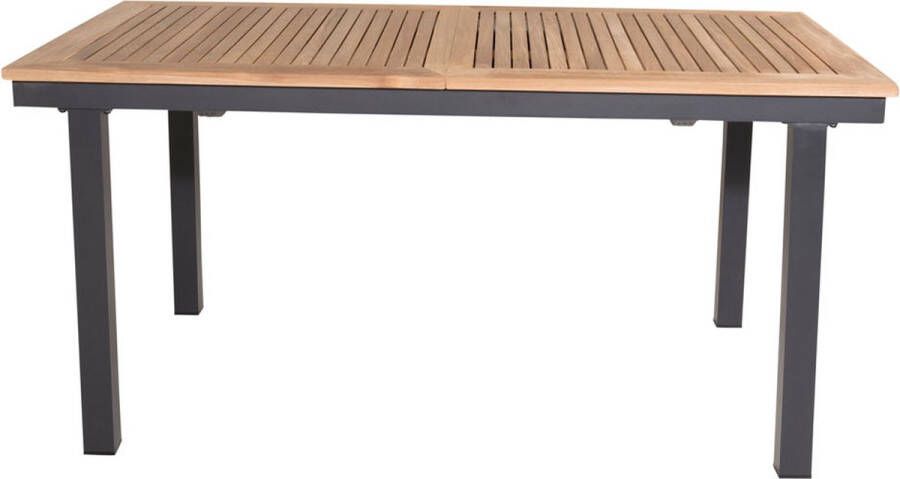 Hioshop Panama Eettafel Tuin Incl. Extra Blad 152 210 Cm Zwart Natuur.