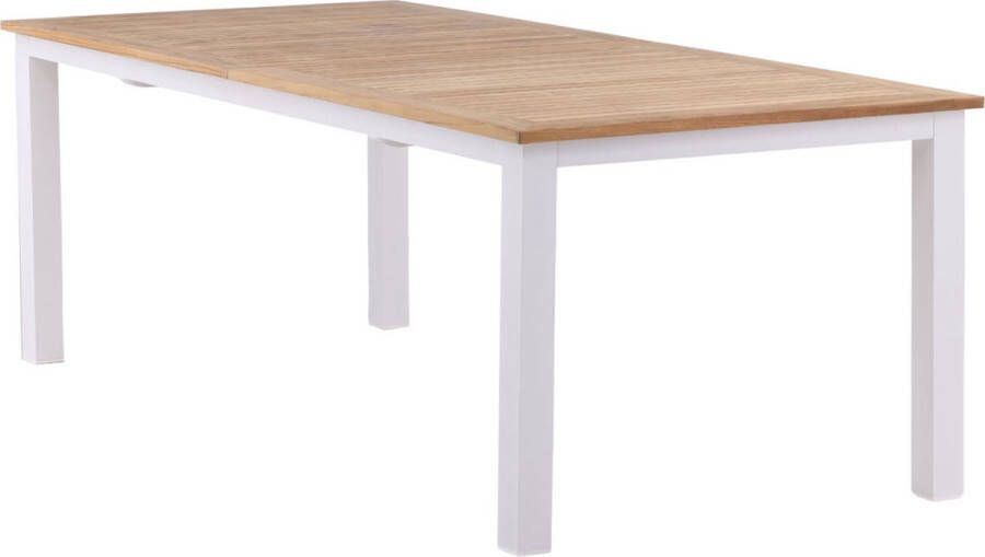 Hioshop Panama Eettafel Tuin Incl. Extra Blad 224 324 Cm Wit Natuur.