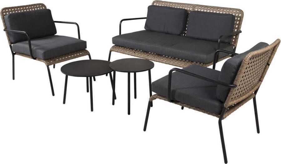 Nohr Loungeset Leontyne Met bank 2 stoelen en tafels Zwart