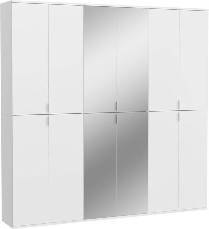 Hioshop ProjektX kledingkast 12 deuren wit spiegel.