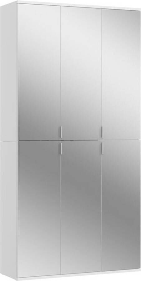 Hioshop ProjektX kledingkast 6 deuren wit spiegel.