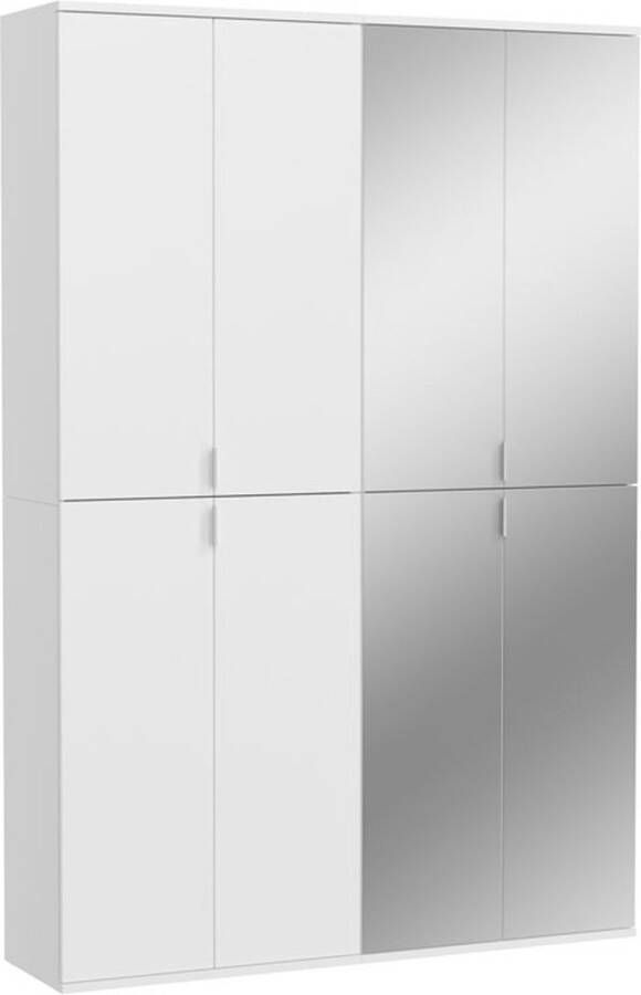 Hioshop ProjektX kledingkast 8 deuren wit spiegel.
