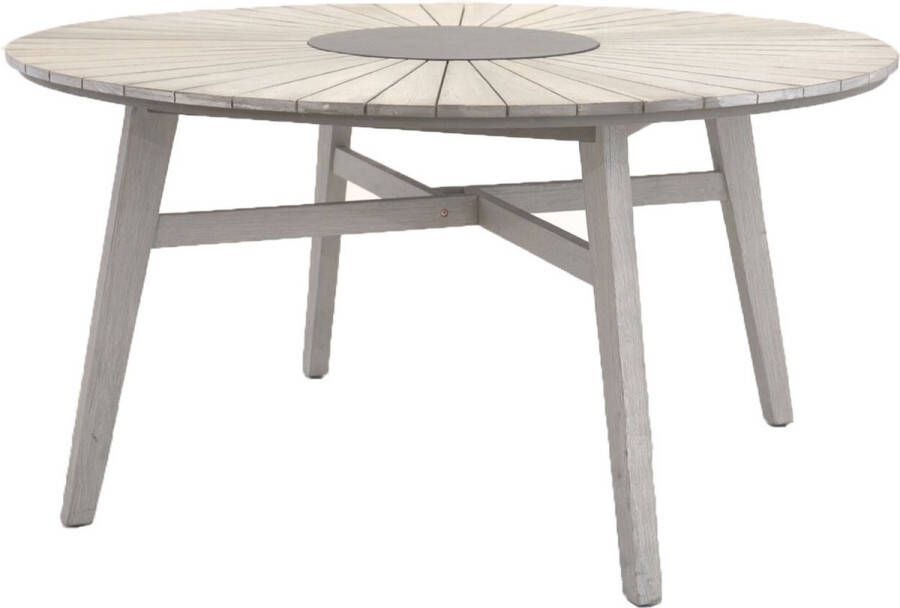 Hioshop Rives Eettafel Tuin Ø150cm Lichtgrijs.