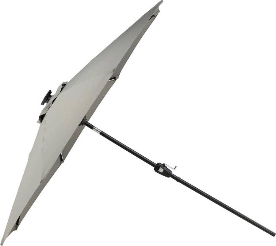 Hioshop Sabal parasol met kantelfunctie en LED-verlichting grijs