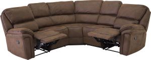 Hioshop Saranda bank hoekbank recliner PU kunstleer bruin.