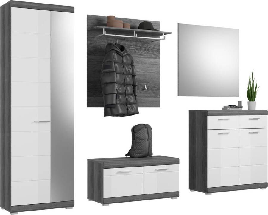 Hioshop Scout garderobe opstelling 6 deuren 2 laden grijs.