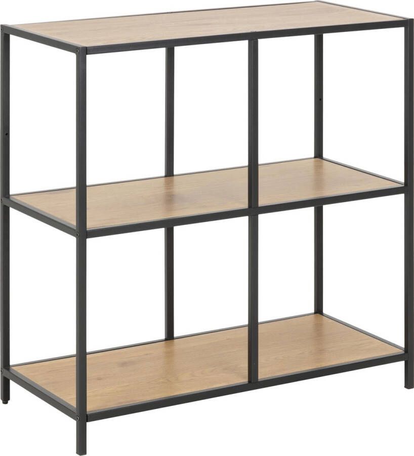 Hioshop Sea kast met 1 plank eiken zwart metaal.