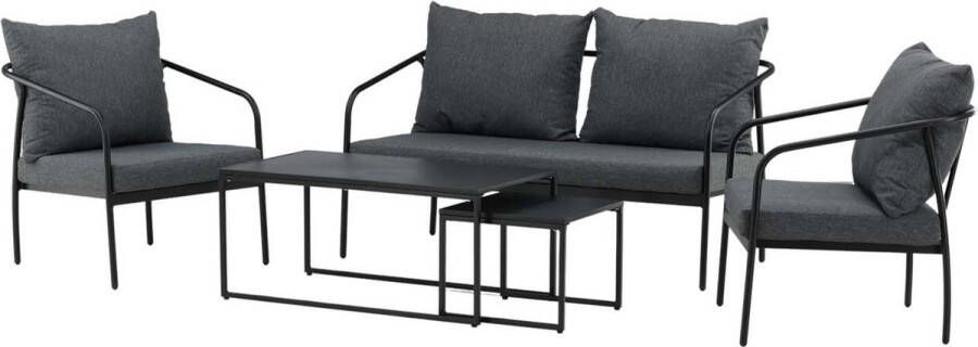 Nohr Loungeset Rebeccah Met bank 2 loungestoelen en 2 tafels Zwart