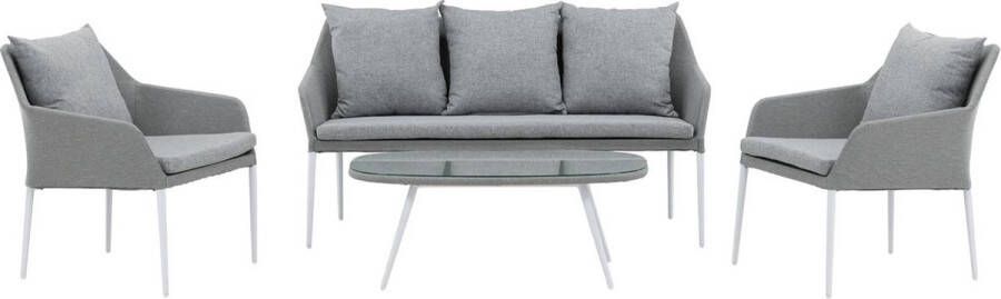 Hioshop Spoga tuinmeubelset 4 delen lichtgrijs wit