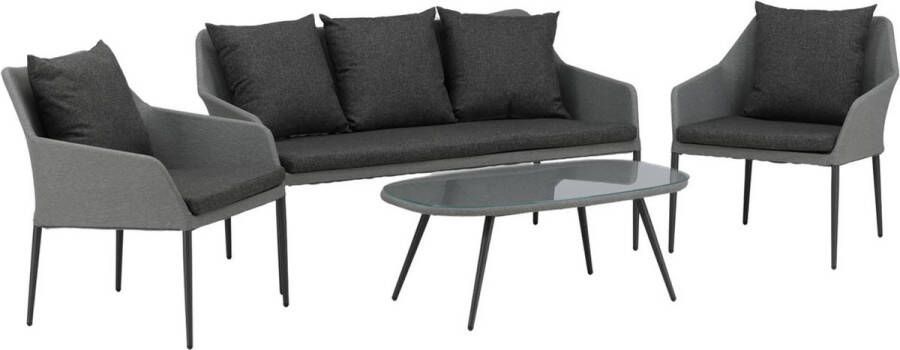 Hioshop Spoga tuinmeubelset 4 delen zwart donkergrijs