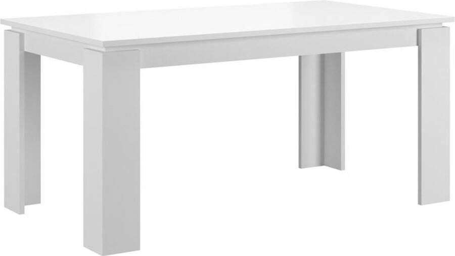 Hioshop Titan eetkamertafel 160 200 cm met extra plaat wit.