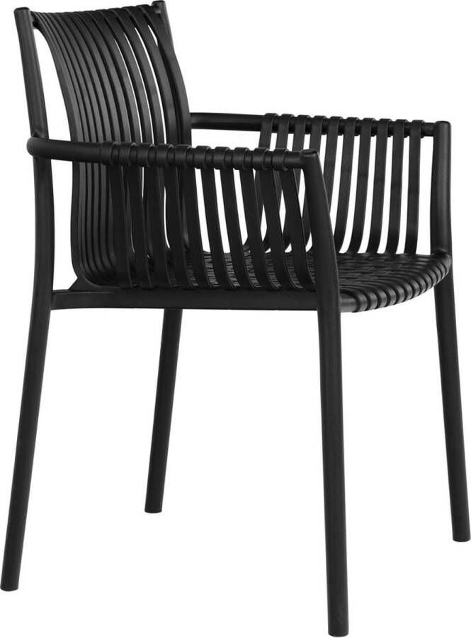 House Nordic Tulsa Tuinstoel met Armleuning Zwart set van 4