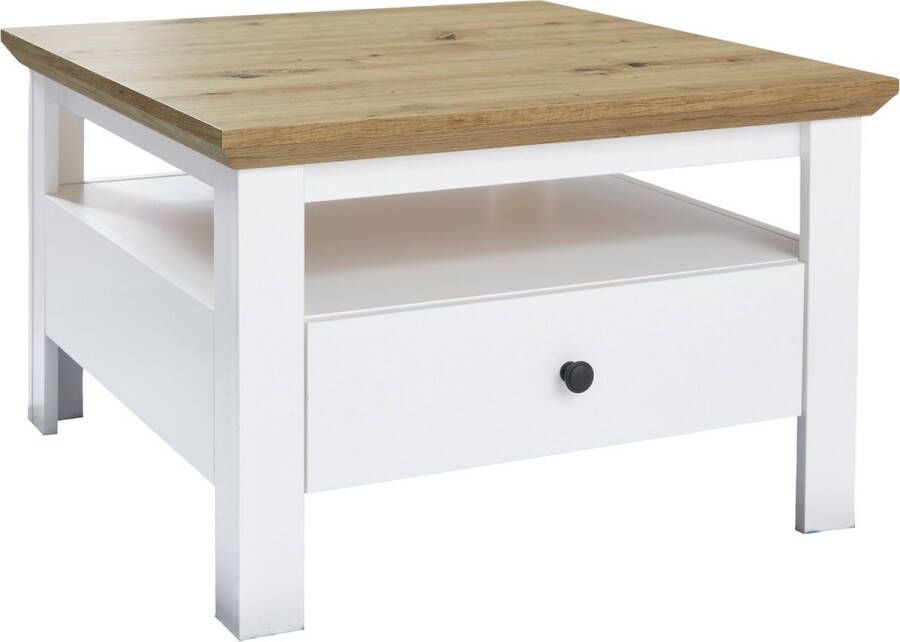 Hioshop Universal salontafel 1 open vak eiken decor wit.