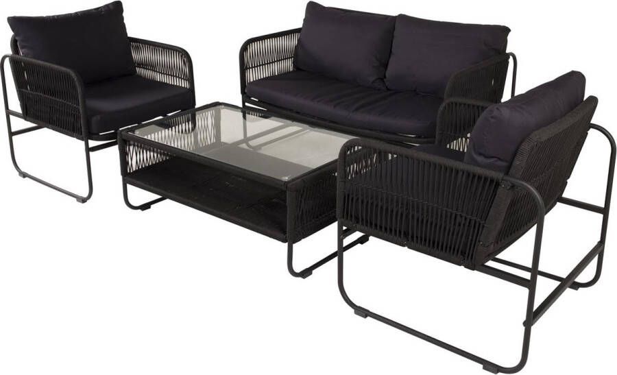 Nohr Loungeset Nikia Met bank 2 stoelen en tafel Zwart