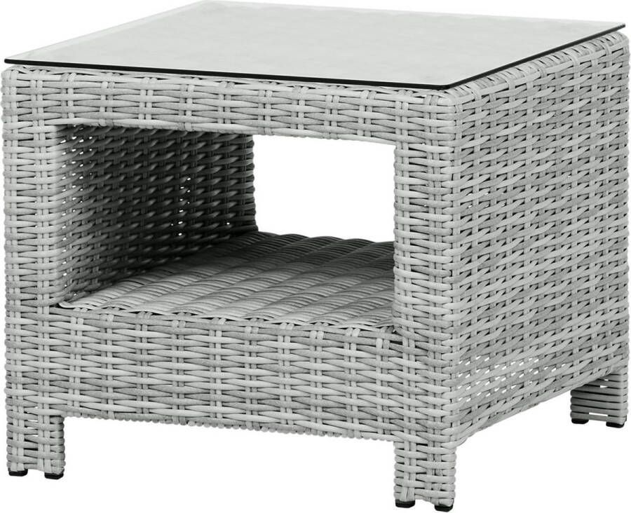 Hioshop Vinor sidetable met glasplaat zand.