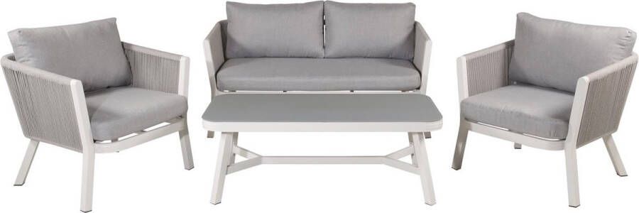 Hioshop Virya tuinmeubelset 4 delen grijs wit