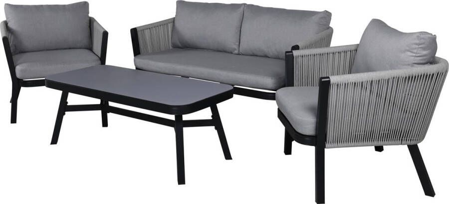 Hioshop Virya tuinmeubelset 4 delen zwart grijs