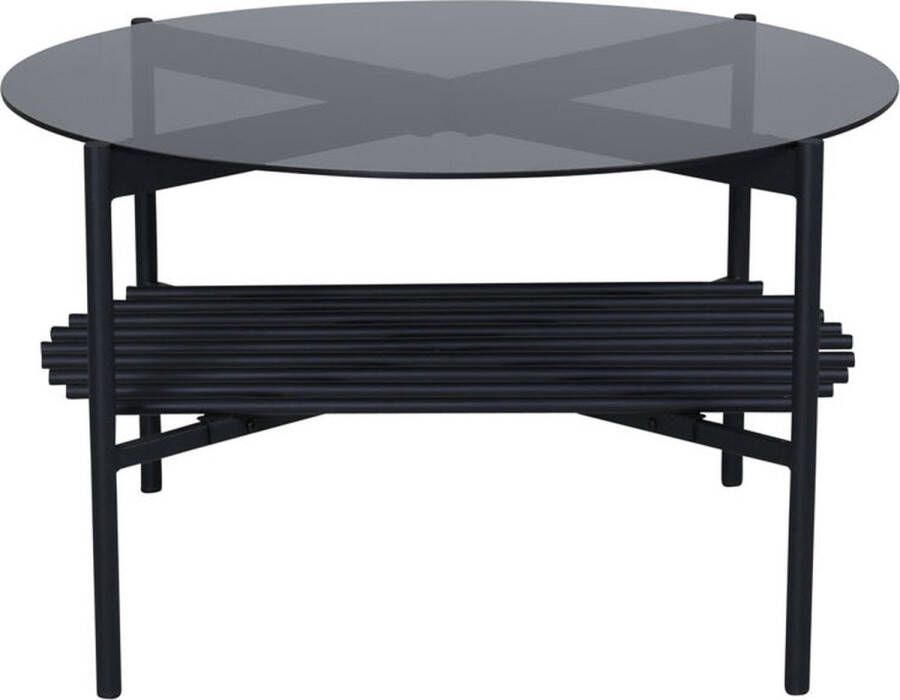 Hioshop VonStaf salontafel met plank Ø80 cm glas zwart.
