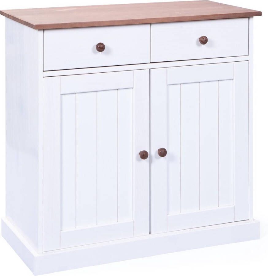 Hioshop Wright dressoir 2 deuren 2 lades wit bruin.