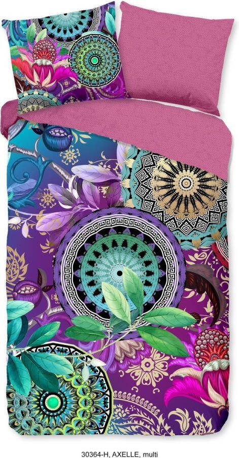 Hip Tweezijdig te gebruiken overtrekset Axelle Mako-satijn 135x200 Rits Omkeerbaar Mandala Kleurrijk Paars