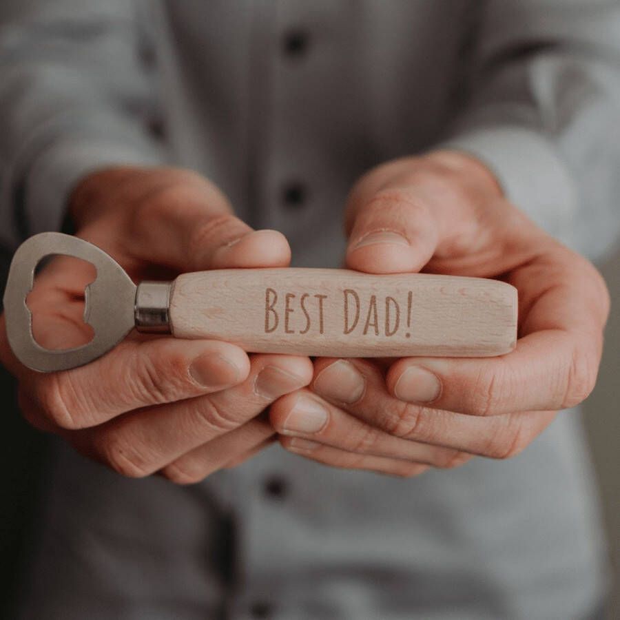 Hip&Mama Box Flesopener met houten handvat Best Dad