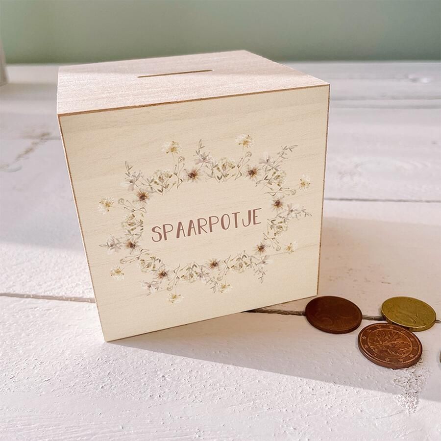 Hip&Mama Houten spaarpotje Summer Flowers