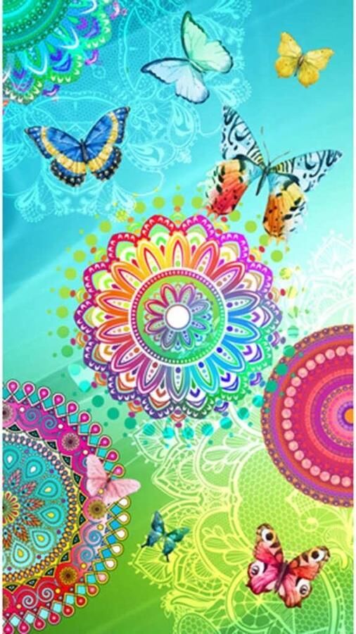 Hip Strandlaken Mystic 100% katoen velours 100x180 zacht strand mandala blauw kleurrijk (1 stuk)