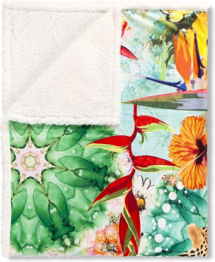 Hip Plaid Ximena Zeer zacht knuffeldeken 130x160 cm omkeerbaar mandala kleurrijk turquoise
