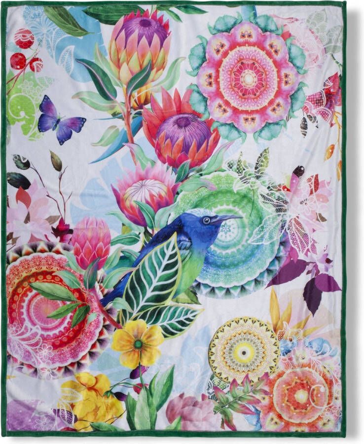 Hip Plaid Chess Zeer zacht knuffeldeken 130x160 cm omkeerbaar mandala kleurrijk groen